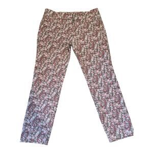 New York & Company Floral Capri Pants Size 8 Pink Green Cropped Spring Women